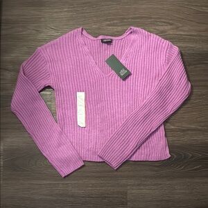 Wild Fable Pink V-Neck Sweater Ribbed Knit